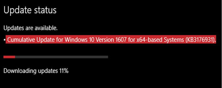 Win10 1607 kb3176931