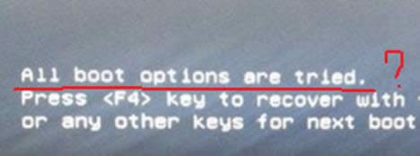 ؽMBRԹ˾Win7ʾall boot options are tried