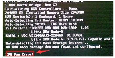 ̨ʽԿʾCPU Fan Errorִ